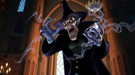 Immerse yourself in a high-resolution stock photo featuring a classic Disney villain conjuring a powerful spell within the wa