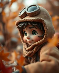 A captivating extreme macro photograph showcasing a brave Disney-style hero embarking on a desert adventure.  Warm autumnal t