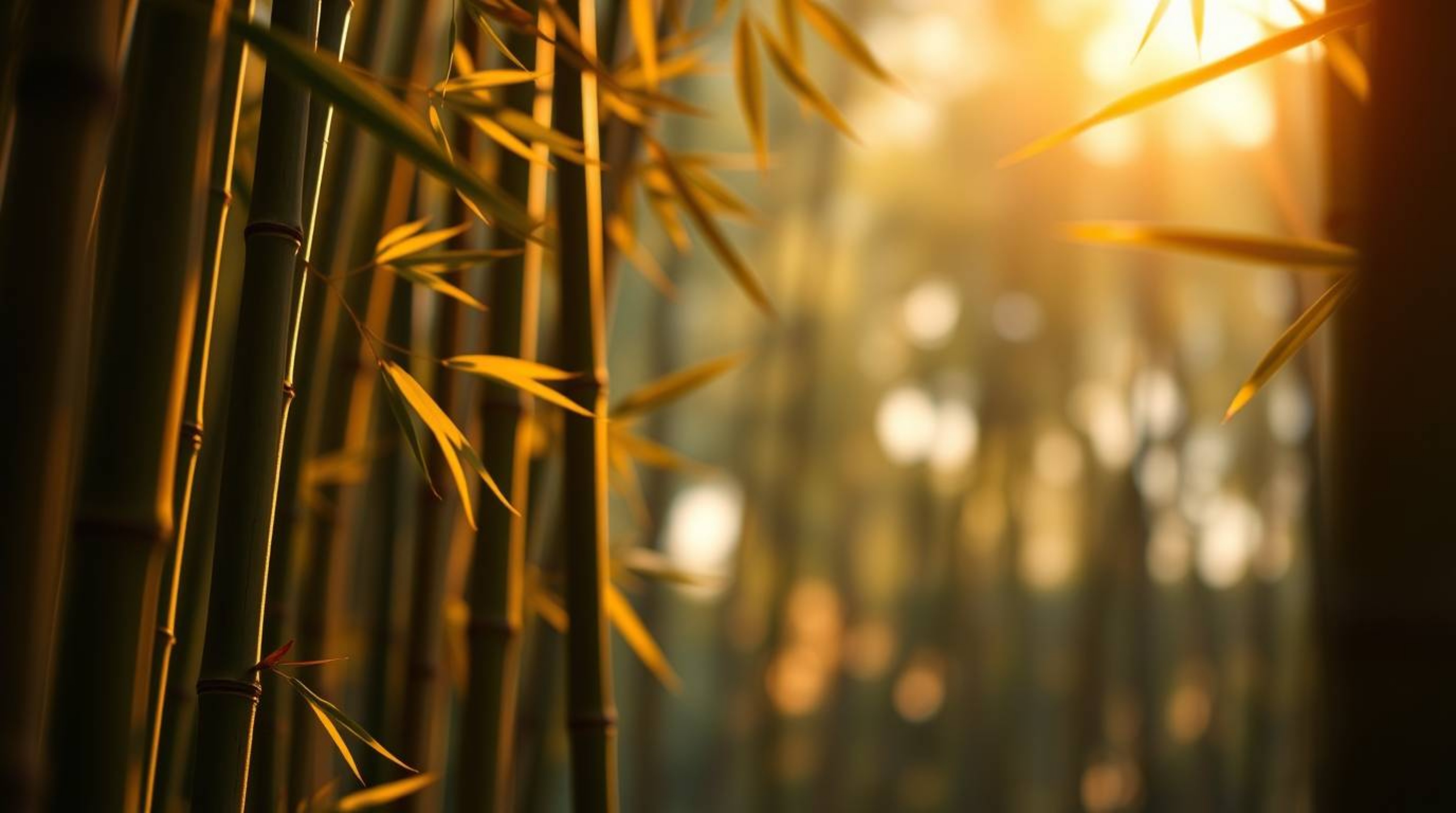 This geometric logo design is inspired by an extreme macro close-up of a bamboo forest bathed in the warm glow of sunset ligh