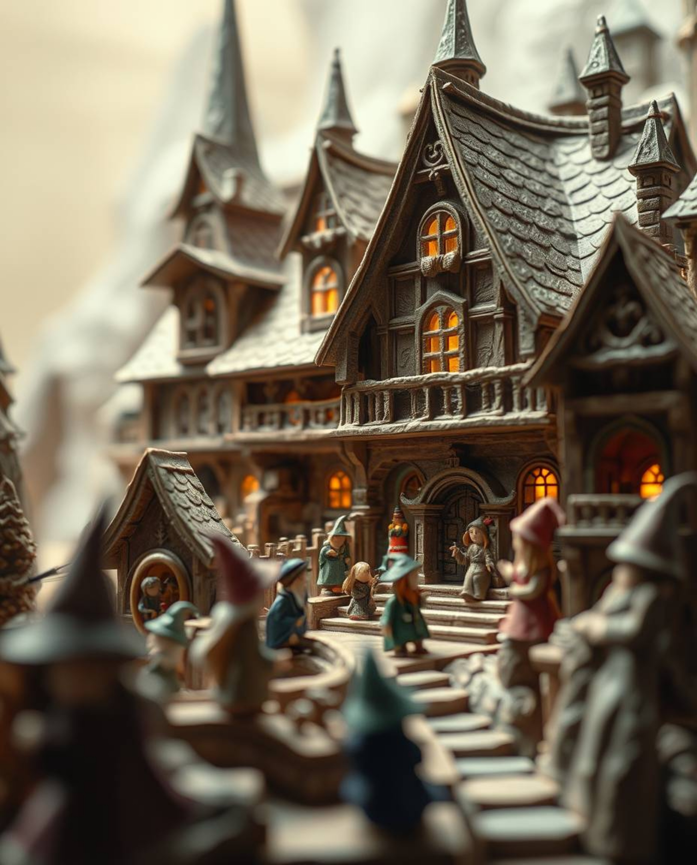 Explore an enchanting world within a magical school brimming with young wizards, brought to life through extreme macro close-