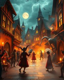 Experience a dreamlike surreal musical number set in a vibrant town square bathed in the warm glow of candlelight. This fanta