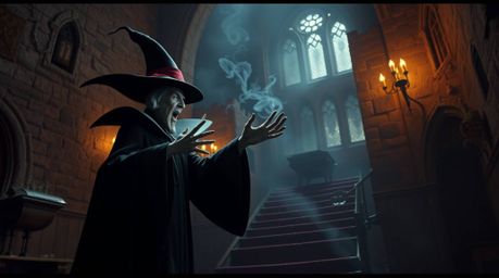 Explore a dreamlike realm of surreal visuals in a dramatic cinematic style. Witness a classic Disney villain casting a powerf