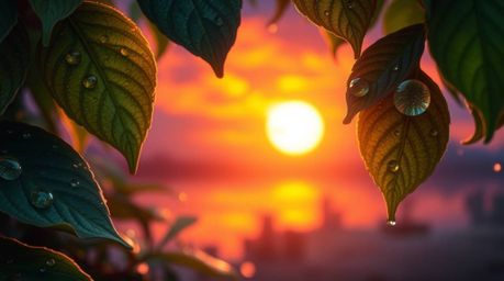 Experience the magical fusion of nature's wonders with this captivating artwork showcasing a bioluminescent sunset reflected 
