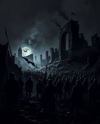 Experience a battlefield frozen in time with this creative light art piece. Intense jet black renders time-warped soldiers an