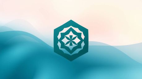 Discover stunning visuals featuring a fluid abstract wave with a rich, deep teal gradient texture.  The design incorporates a