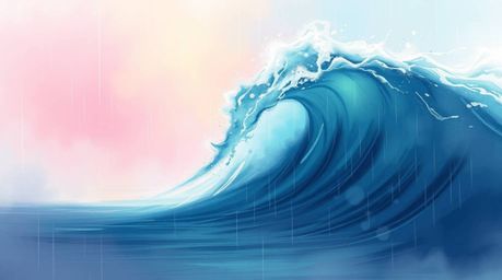 A captivating digital sketch depicting a fluid abstract wave with a pastel gradient texture. Loose painterly strokes and comp