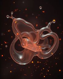 Eerie and captivating, this professional photograph showcases glassy fluid 3D shapes in mesmerizing motion, delicately contra