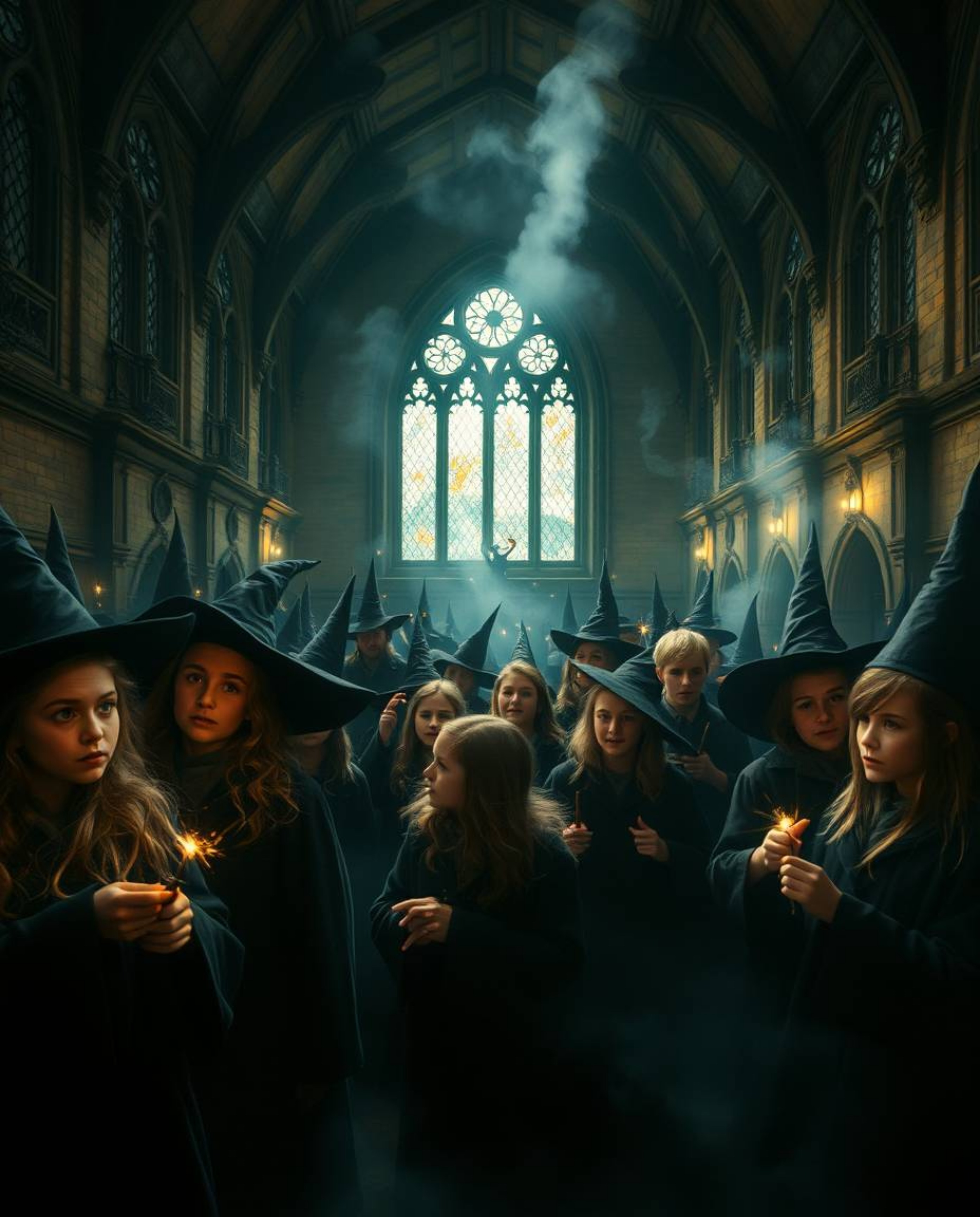 Immerse yourself in a magical school teeming with young wizards, brought to life in a dramatic cinematic style. Expect film-l