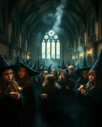 Immerse yourself in a magical school teeming with young wizards, brought to life in a dramatic cinematic style. Expect film-l