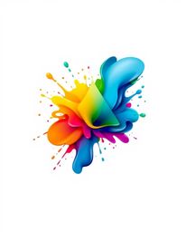 This artwork showcases a dynamic and visually striking logo concept inspired by a vibrant paint explosion on a pristine white