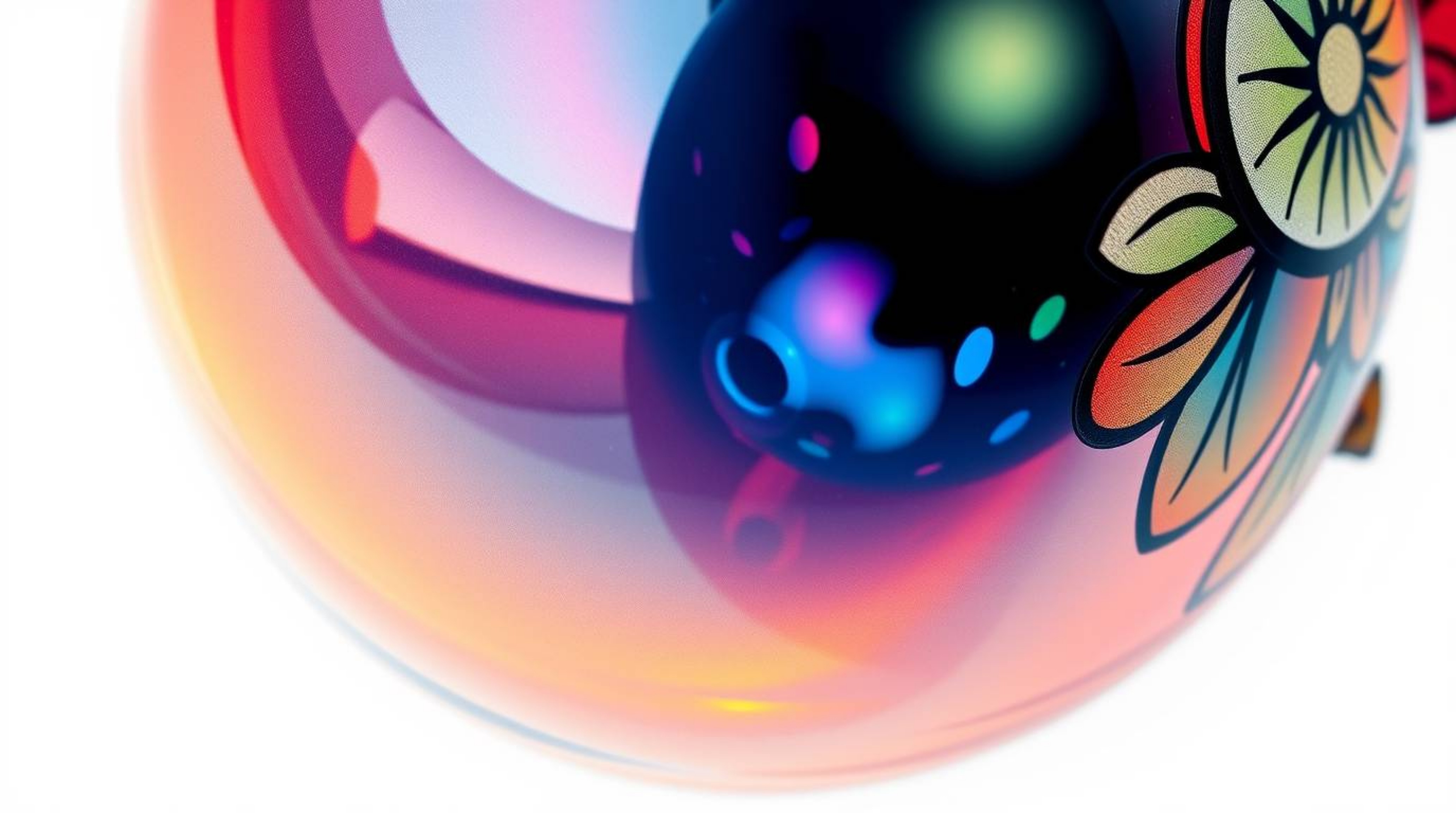 This symbolic traditional tattoo art print features a captivating close-up of a glass object, masterfully reflecting smooth g
