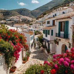 Discover the enchanting allure of a small Mediterranean town, where narrow streets wind past charming whitewashed houses. Viv