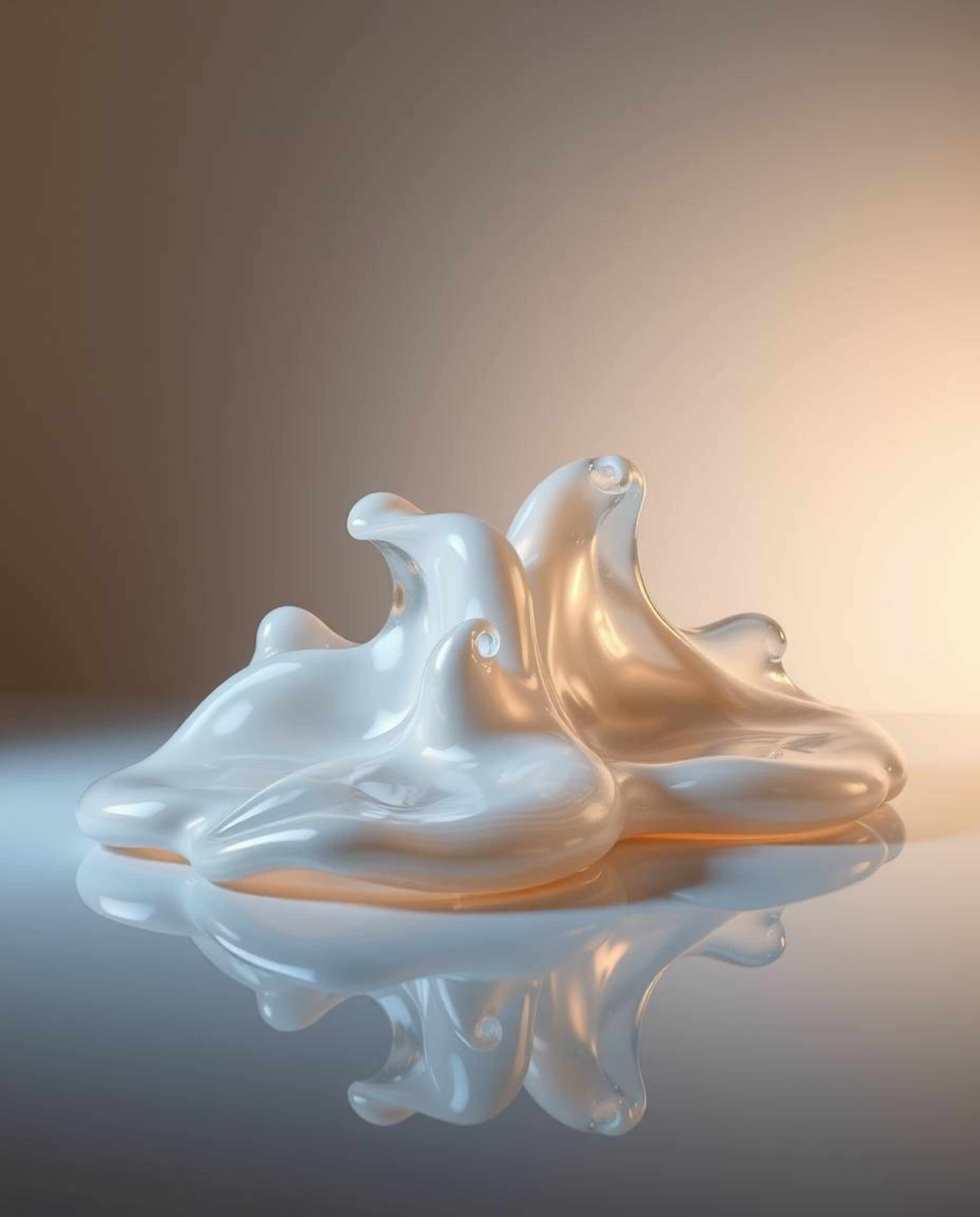 Explore mesmerizing sculptural 3D fluid shapes crafted from mercury, showcasing a captivating reflective surface under profes