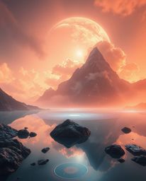 Experience a futuristic sci-fi vision with a soft, dreamy atmosphere, where hazy light illuminates advanced technology and sp