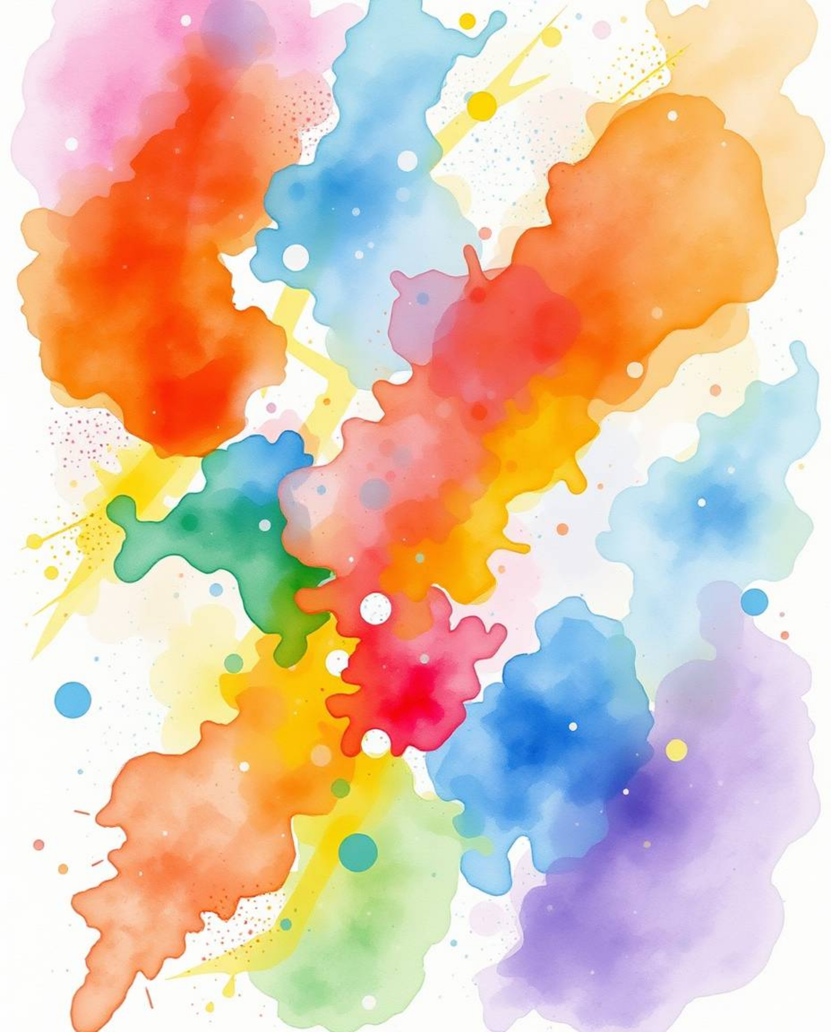 A vibrant hand-drawn color sketchnote showcasing colorful watercolor splashes artistically blending, complemented by volumetr