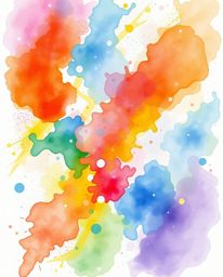 A vibrant hand-drawn color sketchnote showcasing colorful watercolor splashes artistically blending, complemented by volumetr