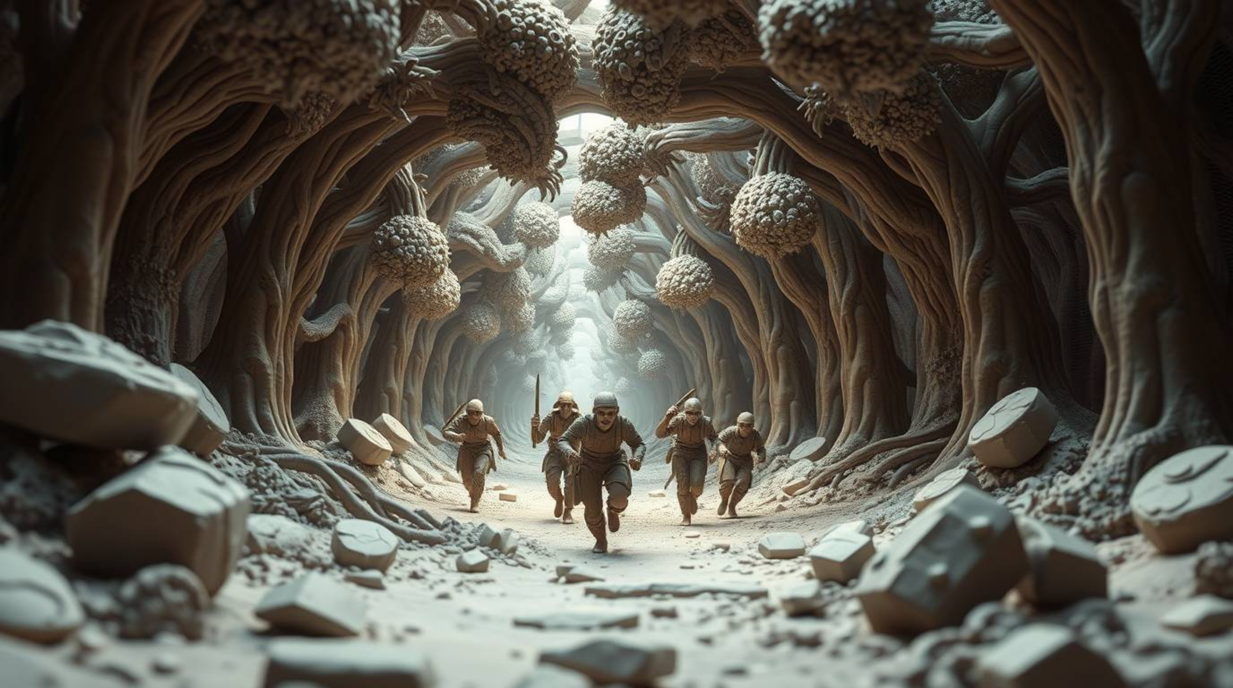 Witness a grand epic scene of sculptural clay art in a modern future aesthetic.  A thrilling chase unfolds through a looping 