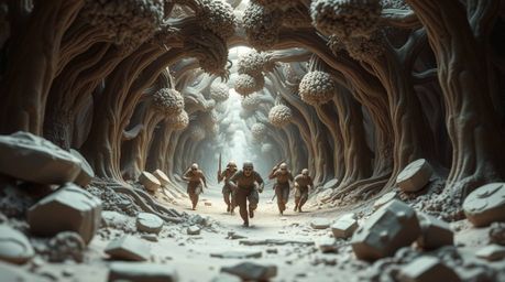 Witness a grand epic scene of sculptural clay art in a modern future aesthetic.  A thrilling chase unfolds through a looping 