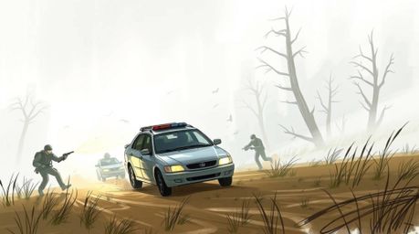 A vibrant and dynamic hand-drawn sketchnote depiction of a thrilling chase scene, emphasizing exaggerated squash and stretch 