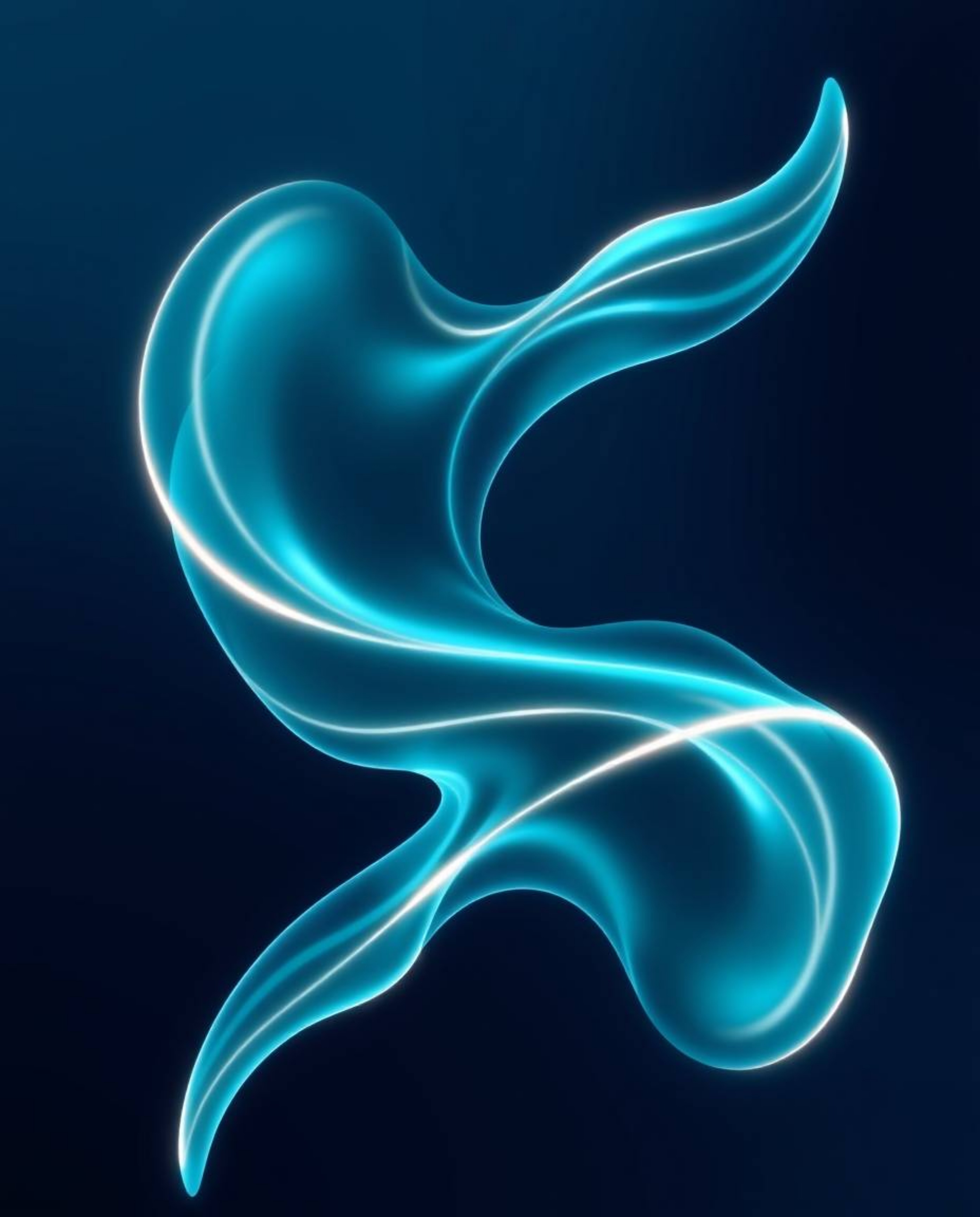 Explore stunning deep teal creative light art featuring futuristic 3D fluid shapes with glowing edges set against a mesmerizi