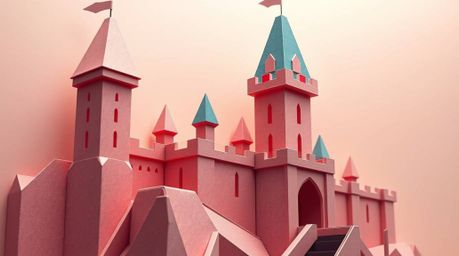This artwork combines intricate origami style with soft pastel colors to create a gentle and soothing aesthetic. The scene de