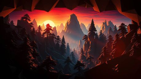 A captivating image showcases a grand, futuristic forest bathed in the golden light of a setting sun.  Rendered in an intrica