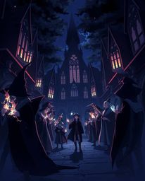 Experience a captivating Isekai anime depicting a magical school brimming with young wizards.  Rendered in intense jet black 