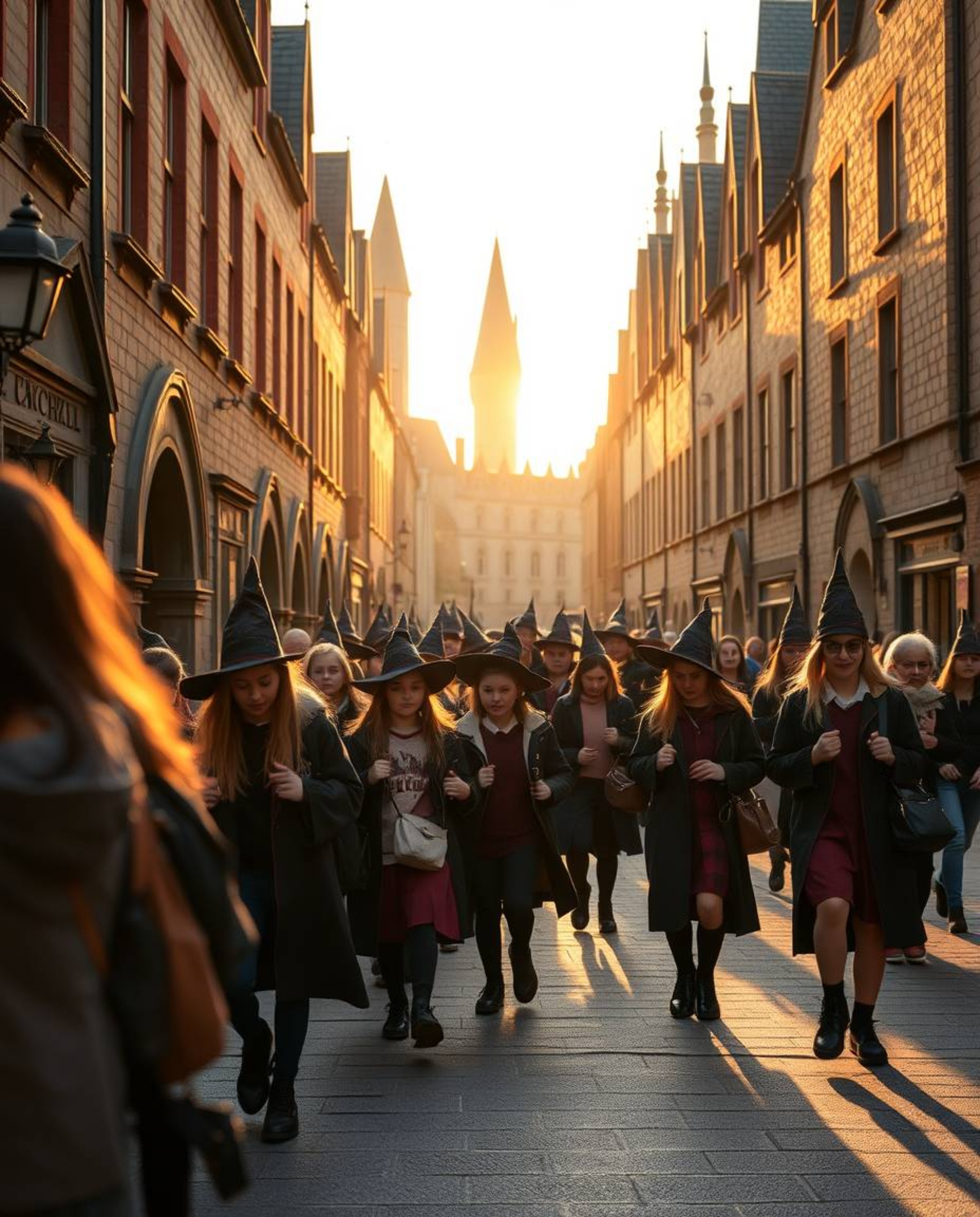 Explore the enchanting world of young wizards through candid street photography, capturing the magical ambiance of their scho