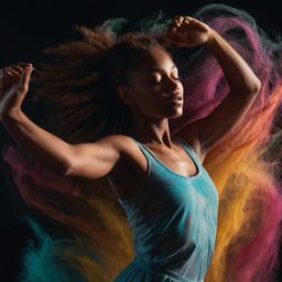This chalk pastel portrait captures a dancer mid-movement, rendered with a dreamy, ethereal quality. Soft, blurred lines emph