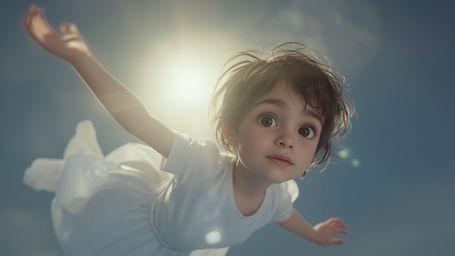 Step into a serene and captivating world with this cinematic photograph, rendered in the enchanting style of Pixar. A young c