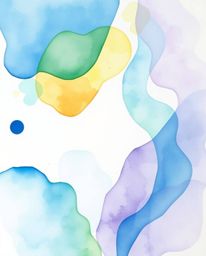 This abstract watercolor painting features a delicate interplay of cool colors, with blues, greens, and purples creating a so