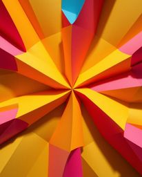 Experience the captivating allure of an electric-colored, overhead bird's-eye view showcasing a 3D geometric pattern reminisc