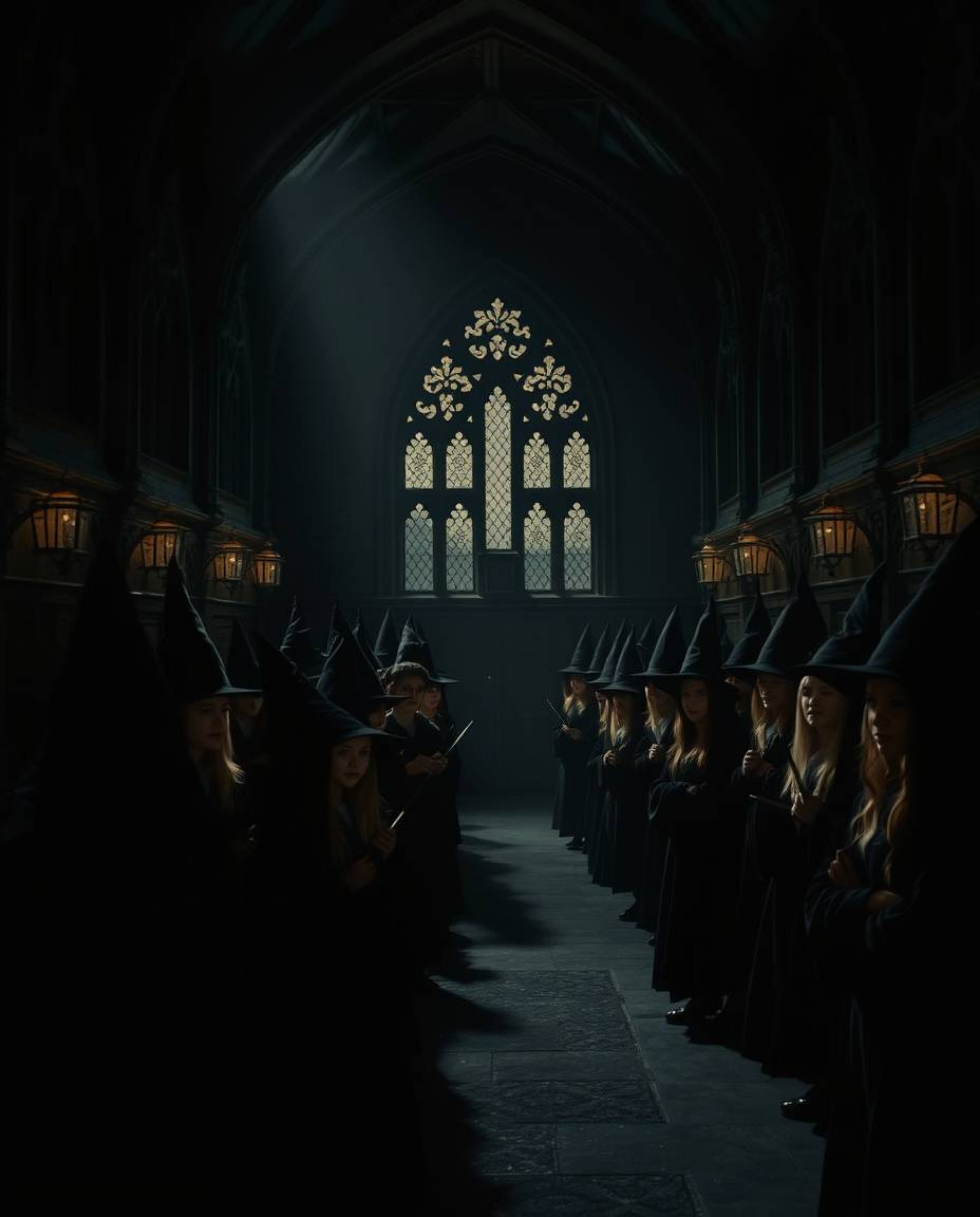 Explore a magical school brimming with young wizards, brought to life in an intense jet black aesthetic. This dramatic cinema