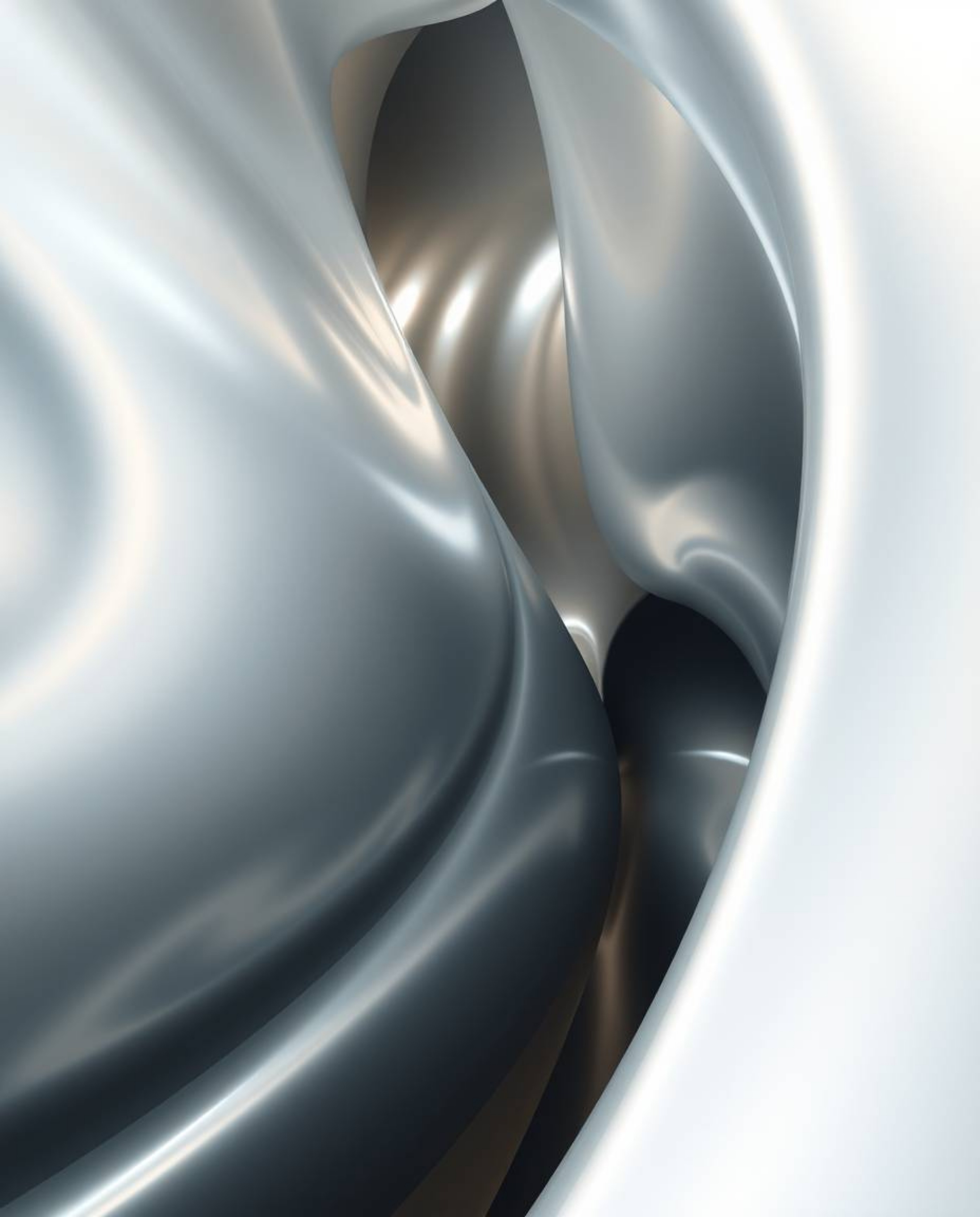 Discover stunning architectural photography showcasing smooth, 3D fluid shapes with metallic textures, floating in zero gravi