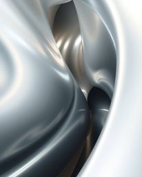 Discover stunning architectural photography showcasing smooth, 3D fluid shapes with metallic textures, floating in zero gravi