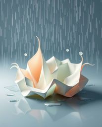 Explore the mesmerizing world of intricate origami-style illustrations featuring abstract 3D liquid forms in delicate pastel 