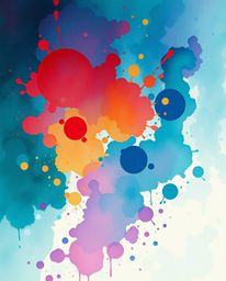 This artwork features an Isekai anime style illustration, bathed in rich deep teal hues and depicting colorful watercolor spl