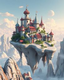 Immerse yourself in a dreamlike world with a surreal floating island showcasing strange and fascinating architecture. Rendere