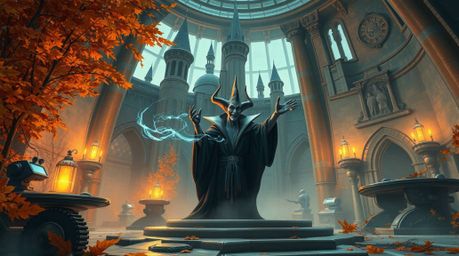 Imagine a scene where classic Disney villainy meets futuristic sci-fi. Picture a classic Disney villain, perhaps Maleficent o