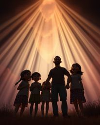 Experience a heartwarming family reunion rendered in the beloved Pixar style, bathed in dramatic volumetric lighting. This lo