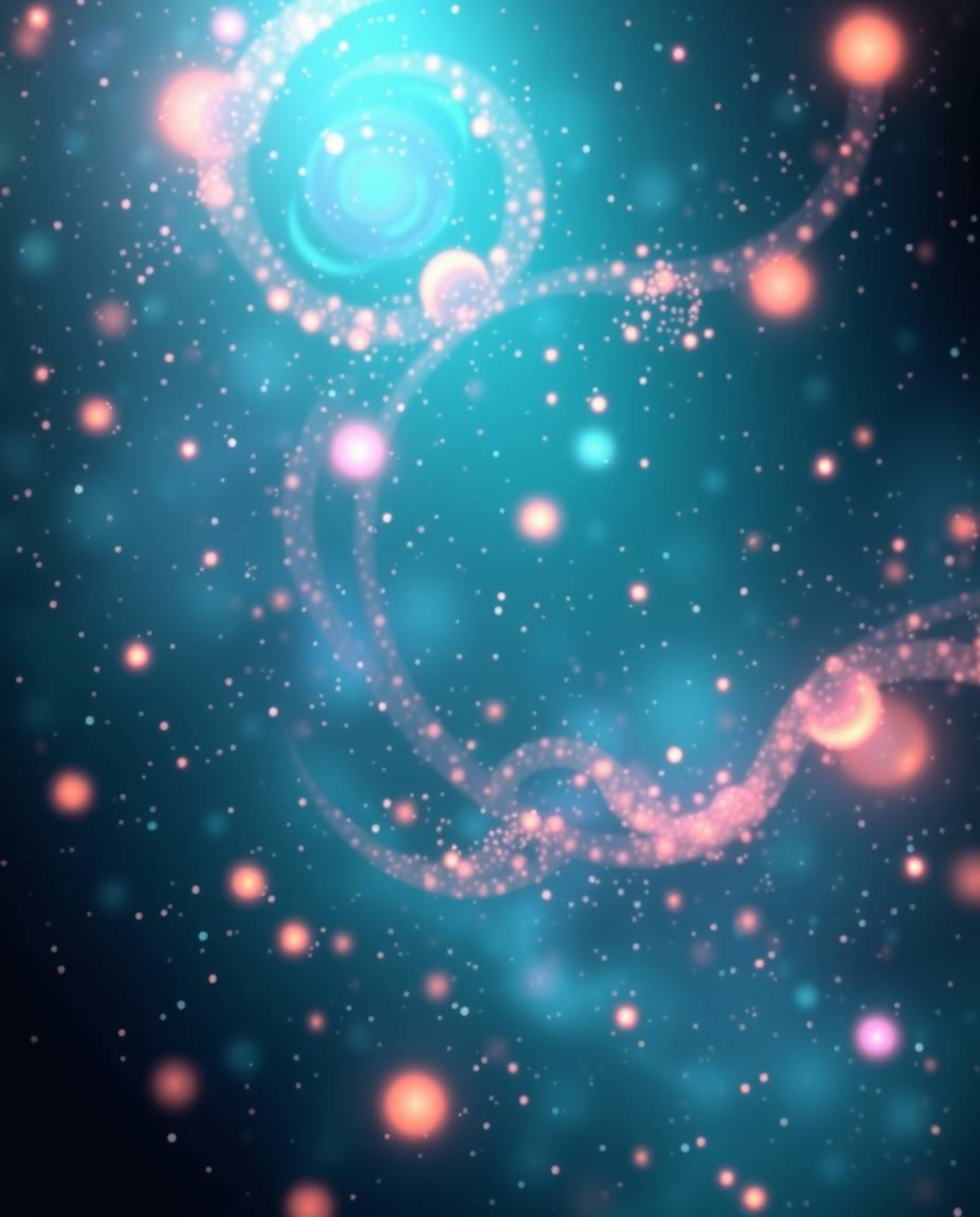 Discover captivating art featuring rich teal hues and adorable colliding galaxies. This creative light art boasts charming fe
