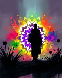 Discover stunning digital sketches of geometric floral mandalas.  These vibrant, symmetric designs feature loose painterly st