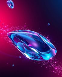 Immerse yourself in a futuristic, sci-fi aesthetic defined by rich burgundy and deep blue hues. Glassy, fluid 3D shapes are i