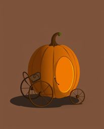 A captivating illustration depicts a magical pumpkin transforming into a carriage, rendered in a modern flat design style.  T