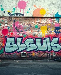 A captivating image showcases a large-scale graffiti artwork on a brick wall.  The vibrant, colorful splashes are executed in