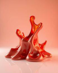 This collection showcases sculptural 3D fluid shapes crafted to resemble mercury, emphasizing reflective surfaces and dynamic