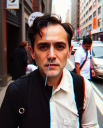 Explore the captivating intersection of candid street photography and abstract art through glitch effects, fragmentation, and