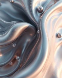 Explore the mesmerizing world of extreme macro photography with smooth, metallic 3D fluid shapes gracefully floating in zero 