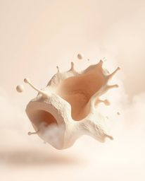 Explore the captivating world of soft cinematic haze as it envelops sculptural, clay-like abstract 3D splash shapes in a surr