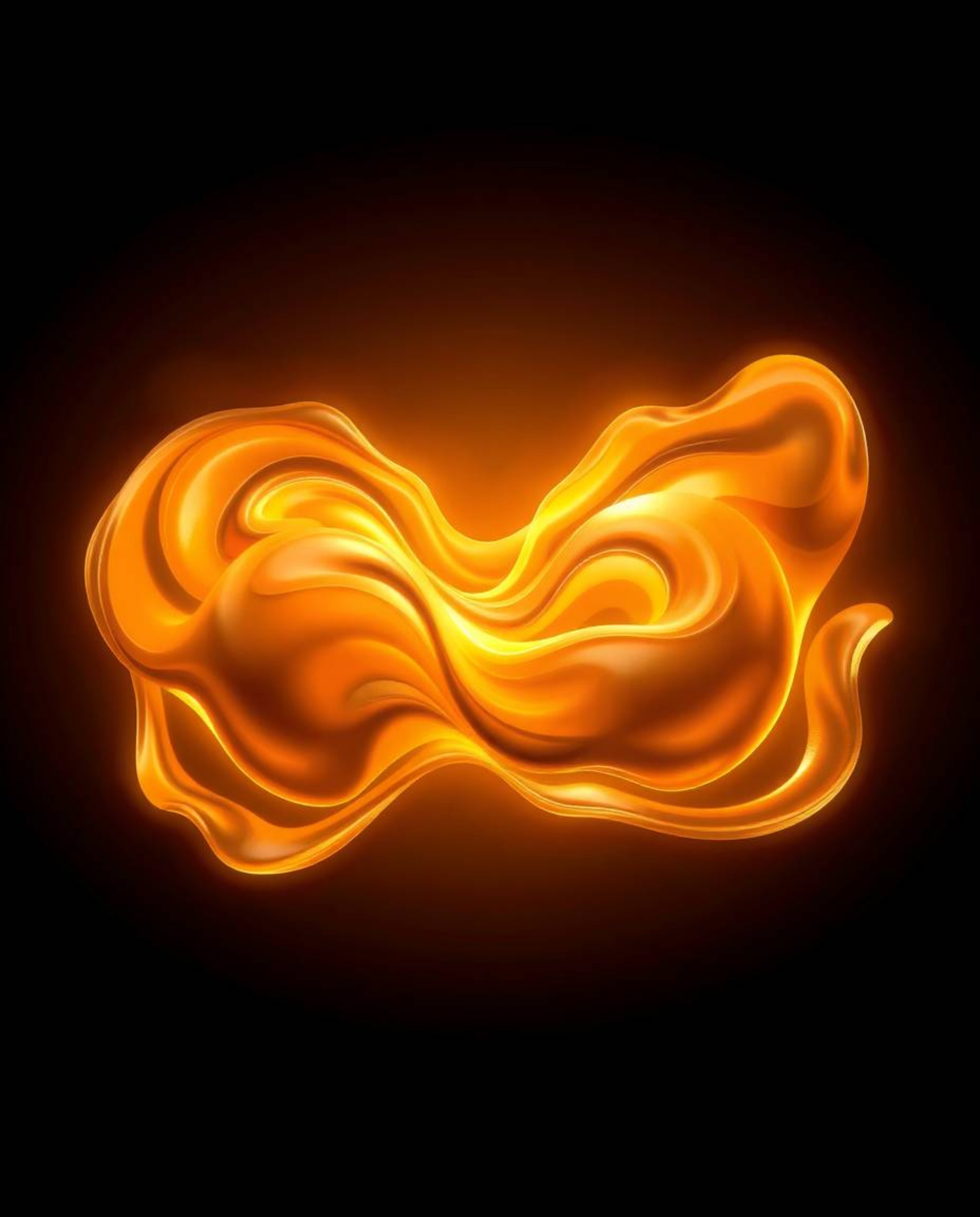 Explore a mesmerizing 3D illustration featuring warm golden hues and fluid shapes seamlessly morphing into one another. This 